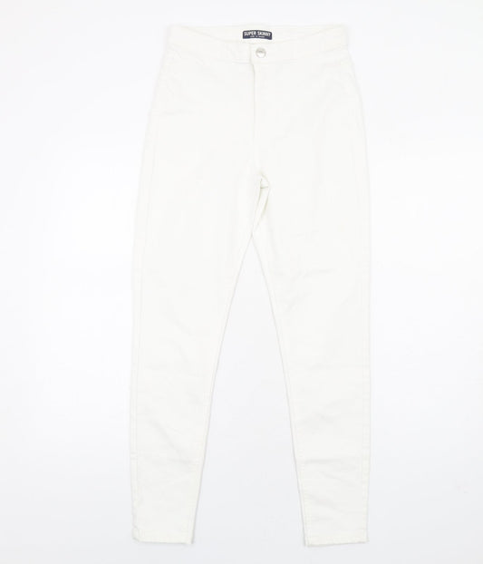 Marks and Spencer Womens White Cotton Skinny Jeans Size 10 L29 in Regular Zip
