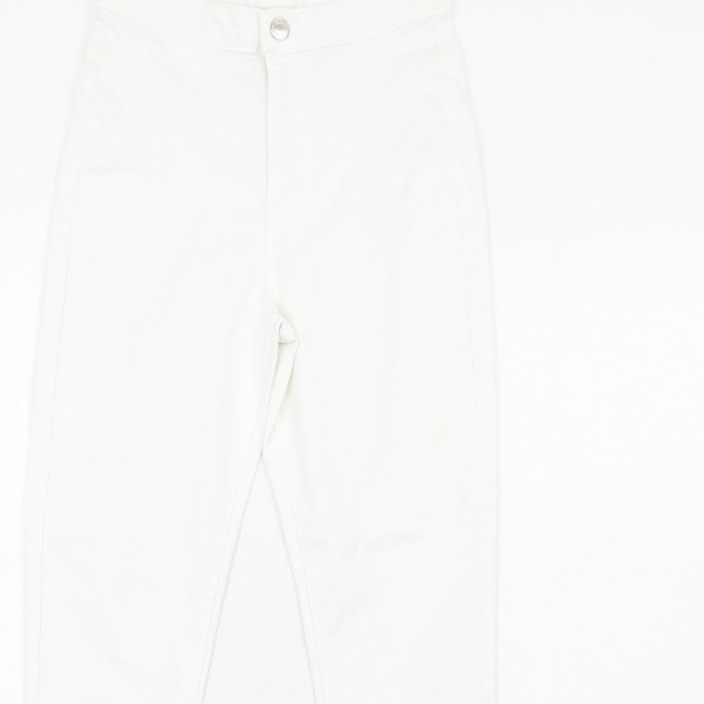 Marks and Spencer Womens White Cotton Skinny Jeans Size 10 L29 in Regular Zip