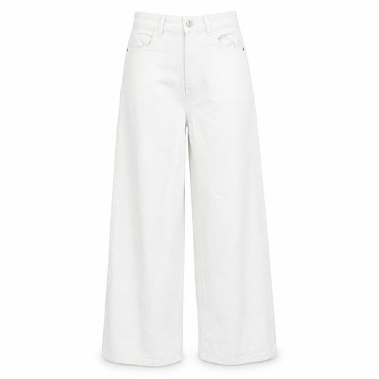 Denim & Co. Womens White Cotton Wide-Leg Jeans Size 4 L25 in Regular Zip