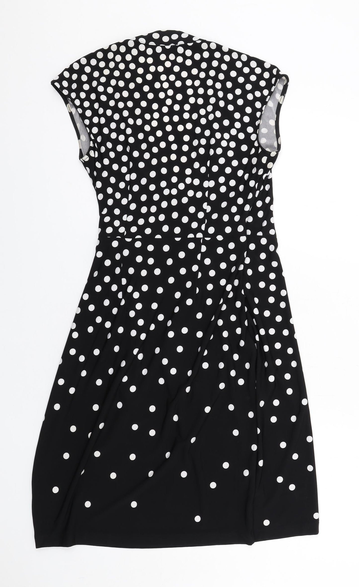Jacqui E Womens Black Polka Dot Polyester A-Line Size XS V-Neck Pullover