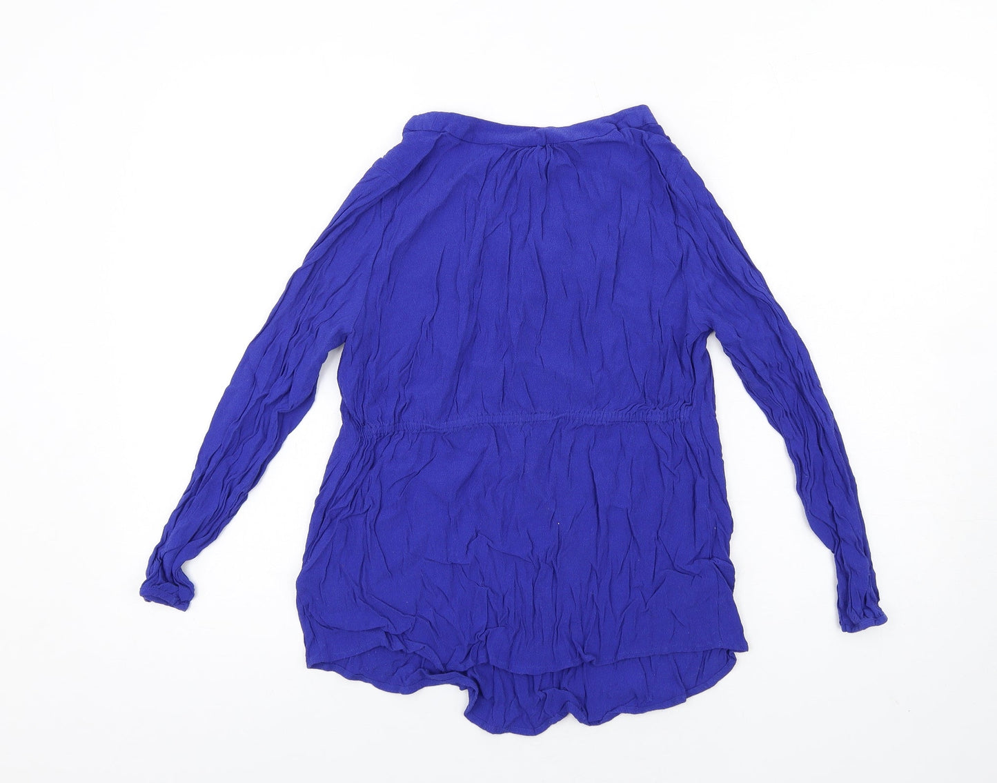 H&M Womens Blue Viscose Basic Blouse Size S V-Neck
