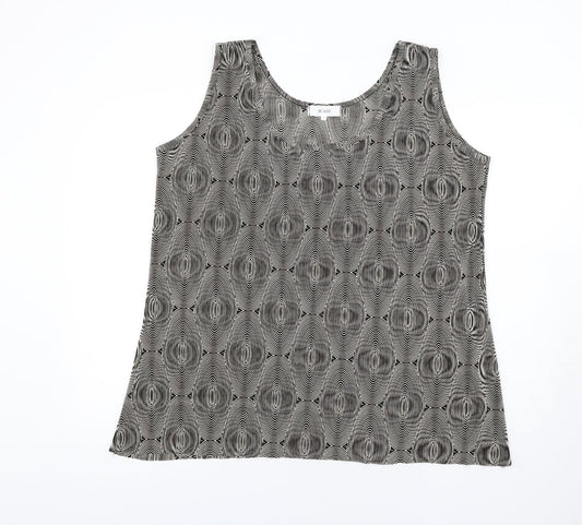 Agasy Womens Black Geometric Polyester Basic Tank Size 2XL Round Neck