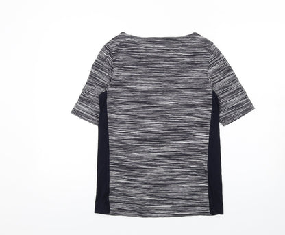 Back view of Autograph women’s blue viscose basic t-shirt, size UK 12, scoop neck