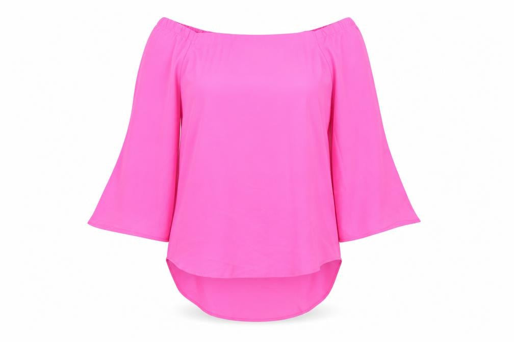 New Look Womens Pink Polyester Basic Blouse Size 12 Off the Shoulder