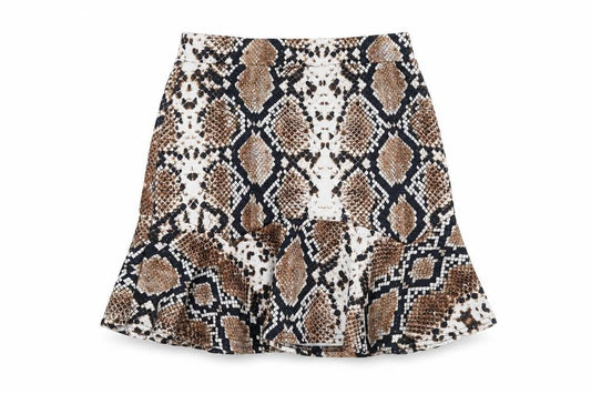 Nasty Gal Womens Brown Animal Print Polyester Trumpet Skirt Size 8 - Snake Print