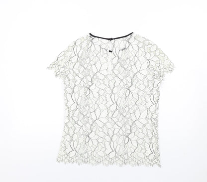 Next Womens White Cotton Basic T-Shirt Size 8 Round Neck
