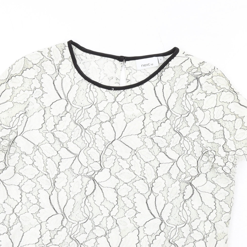 NEXT Womens White Cotton Basic T-Shirt Size 8 Round Neck