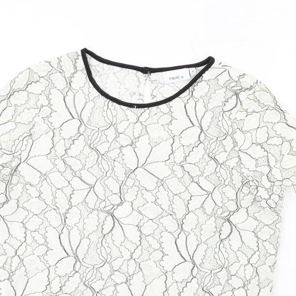 Next Womens White Cotton Basic T-Shirt Size 8 Round Neck
