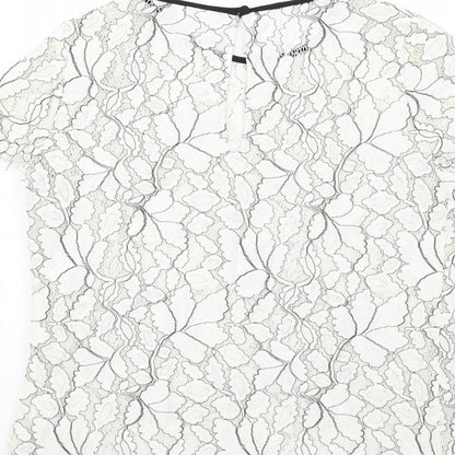 Next Womens White Cotton Basic T-Shirt Size 8 Round Neck