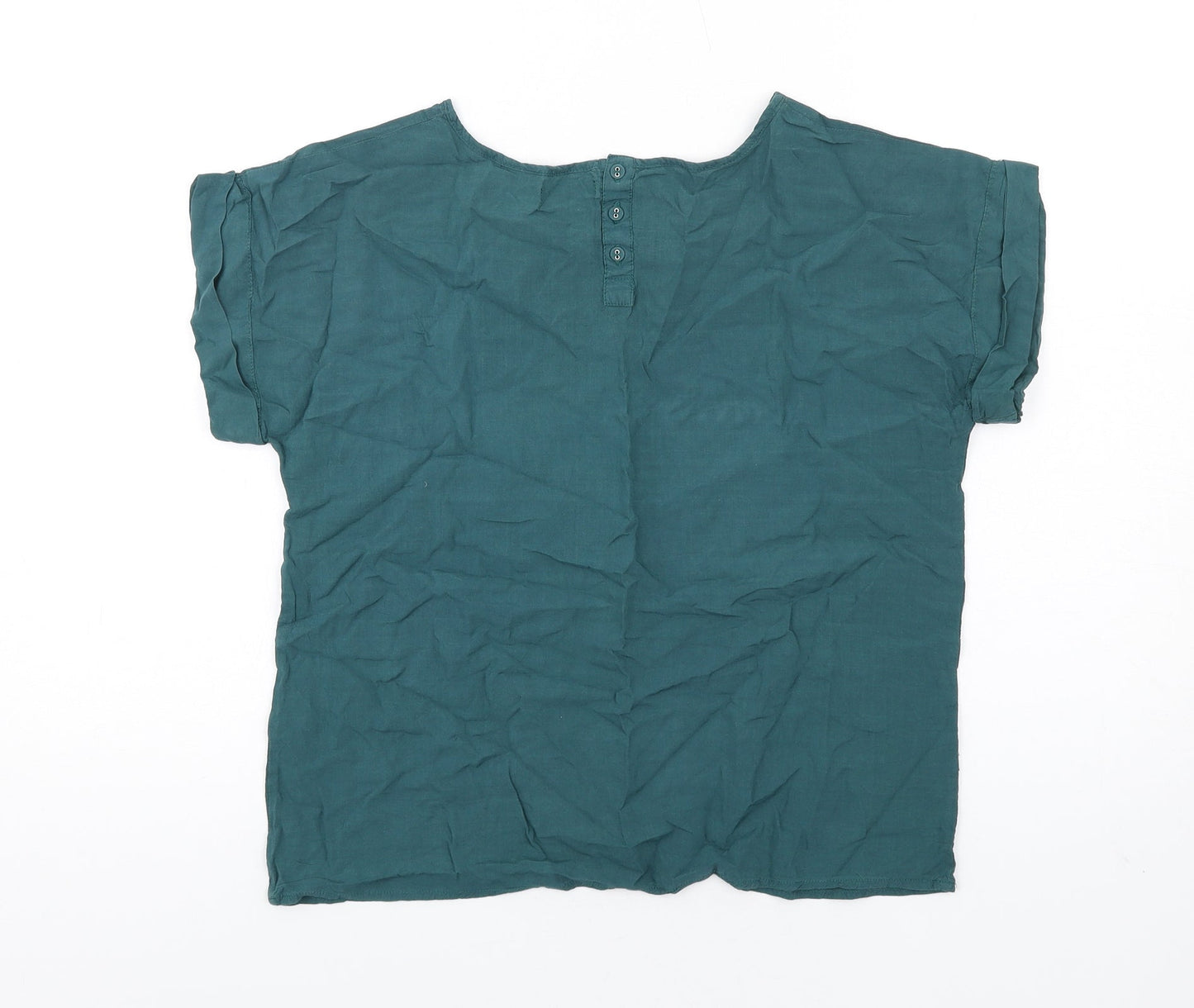 La Redoute Womens Green Viscose Basic T-Shirt Size 10 Round Neck