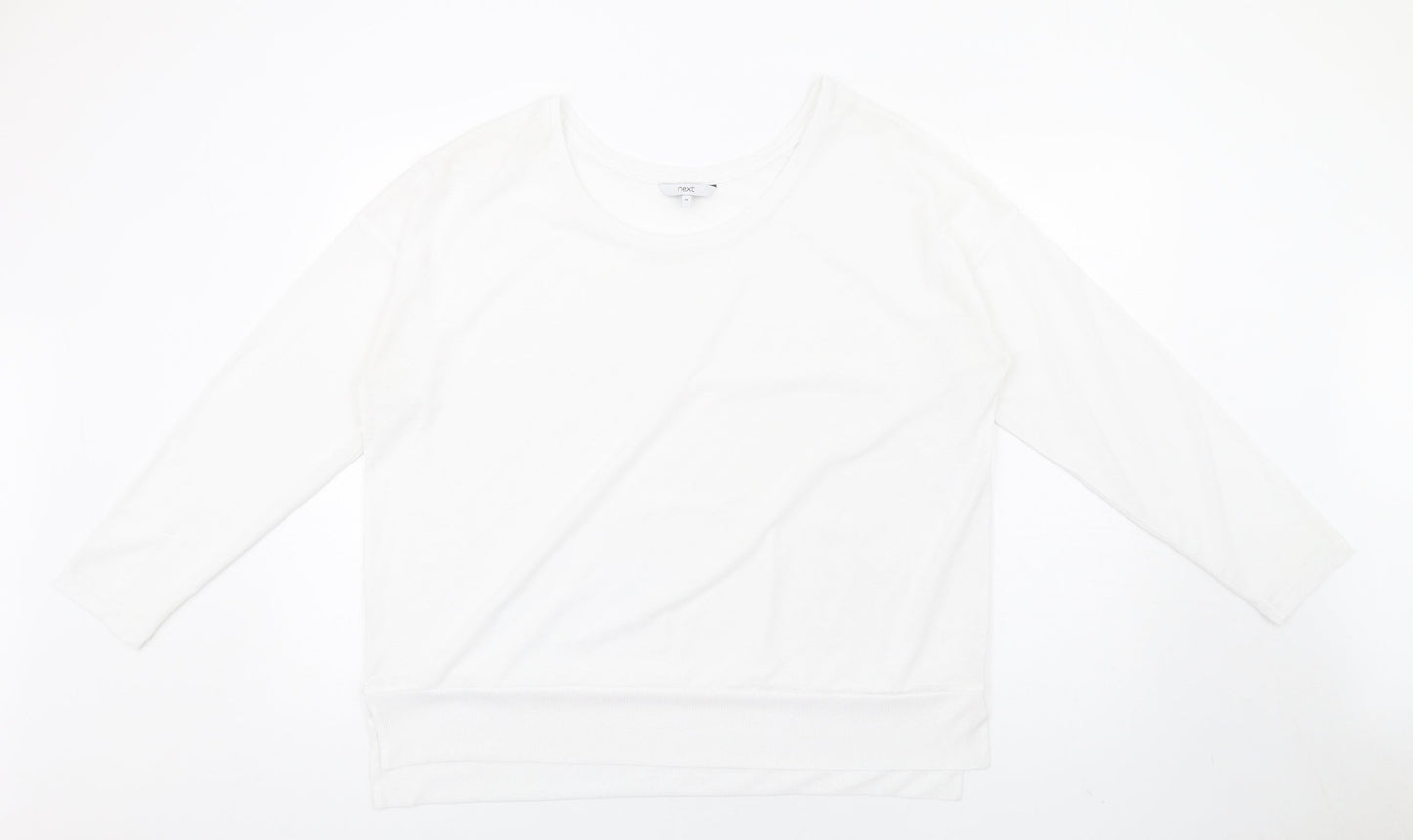 NEXT Womens White Polyester Basic T-Shirt Size 18 Round Neck