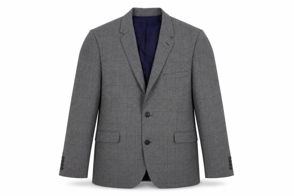 Marks & Spencer Mens Grey Plaid Polyester Jacket Sport Coat Size 46 Regular