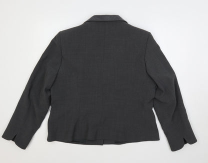 Back view of Alex & Co. women’s grey varsity jacket blazer, size UK 20, button