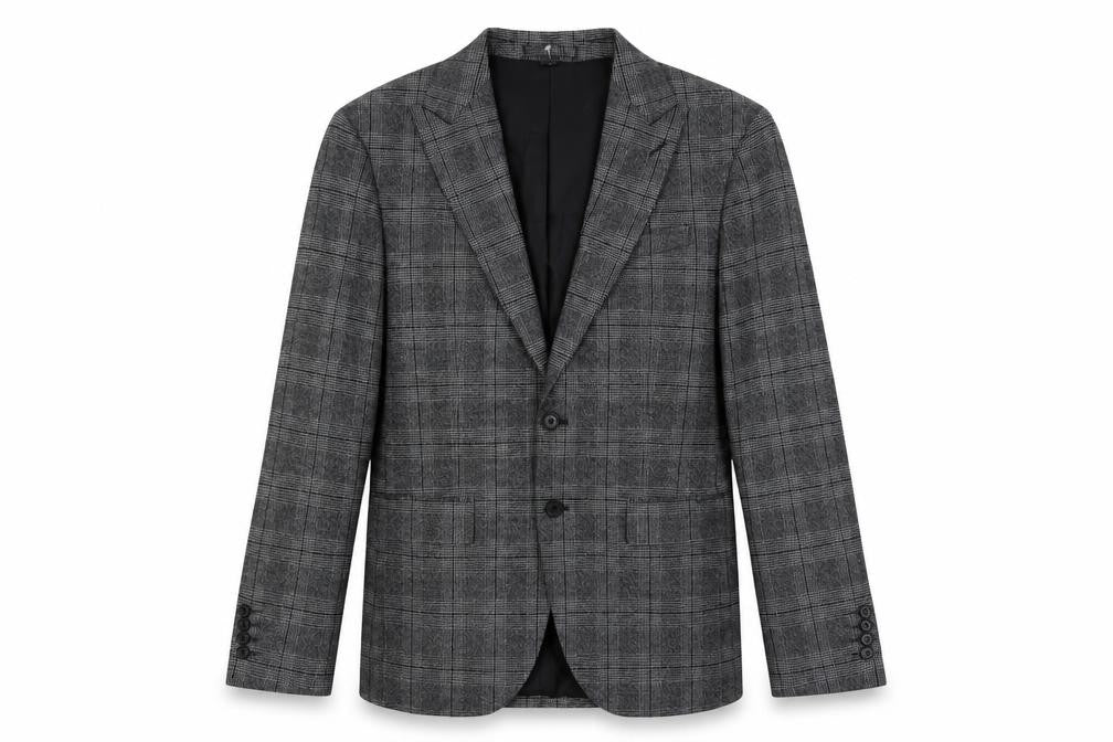 Marks & Spencer Mens Grey Plaid Polyester Jacket Suit Jacket Size 38 Regular