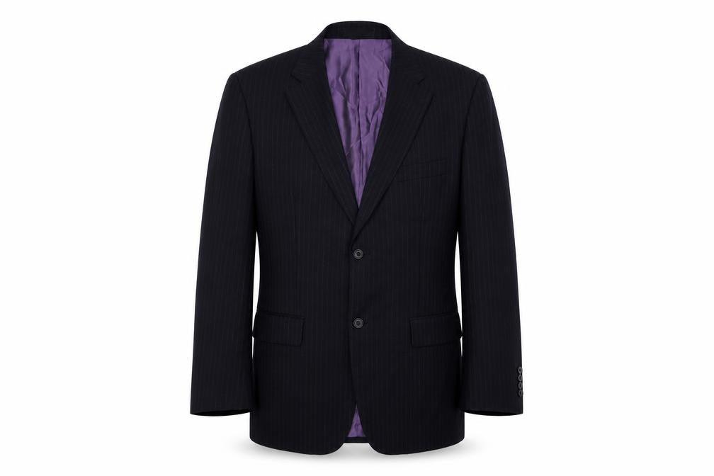 Greenwoods Mens Blue Striped Wool Jacket Suit Jacket Size 44 Regular
