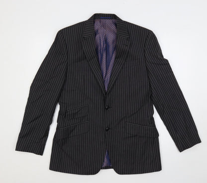 Next Mens Grey Striped Wool Jacket Suit Jacket Size 38 Regular