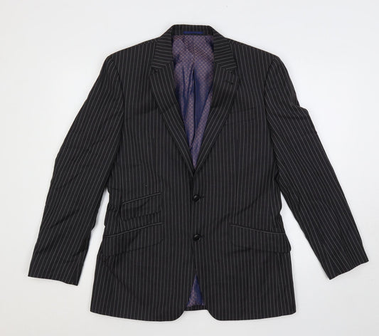 NEXT Mens Grey Striped Wool Jacket Suit Jacket Size 38 Regular
