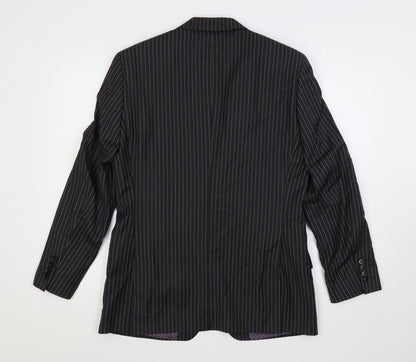Next Mens Grey Striped Wool Jacket Suit Jacket Size 38 Regular