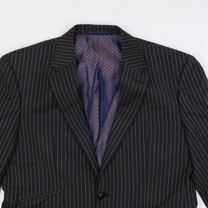 Next Mens Grey Striped Wool Jacket Suit Jacket Size 38 Regular