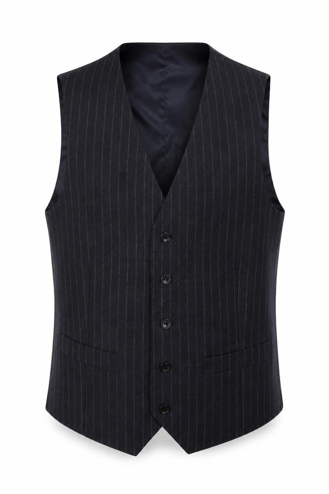 Moss 1851 Mens Blue Striped Wool Jacket Suit Waistcoat Size 34 Regular