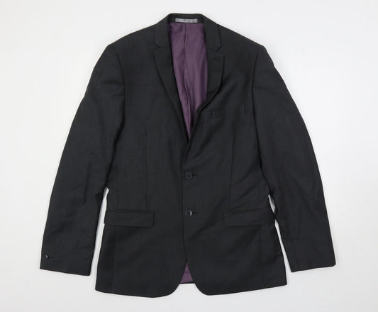Red Herring Mens Grey Polyester Jacket Suit Jacket Size 40 Regular