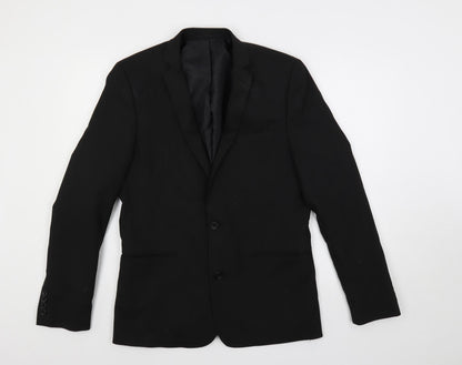Additional front view of ASOS men’s black polyester jacket suit jacket, size 40, regular