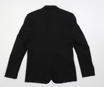 Back view of ASOS men’s black polyester jacket suit jacket, size 40, regular
