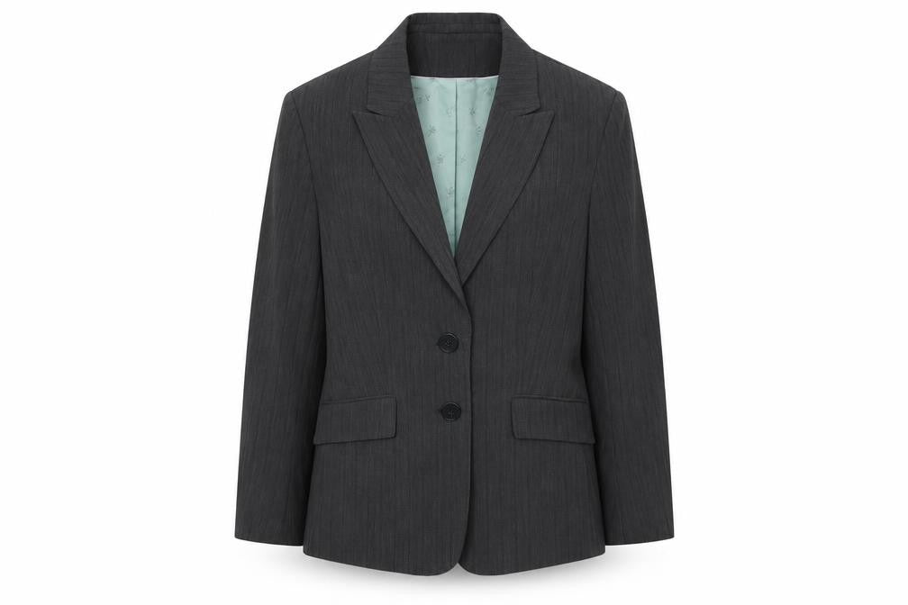 Debenhams Womens Grey Striped Jacket Blazer Size 16 Button