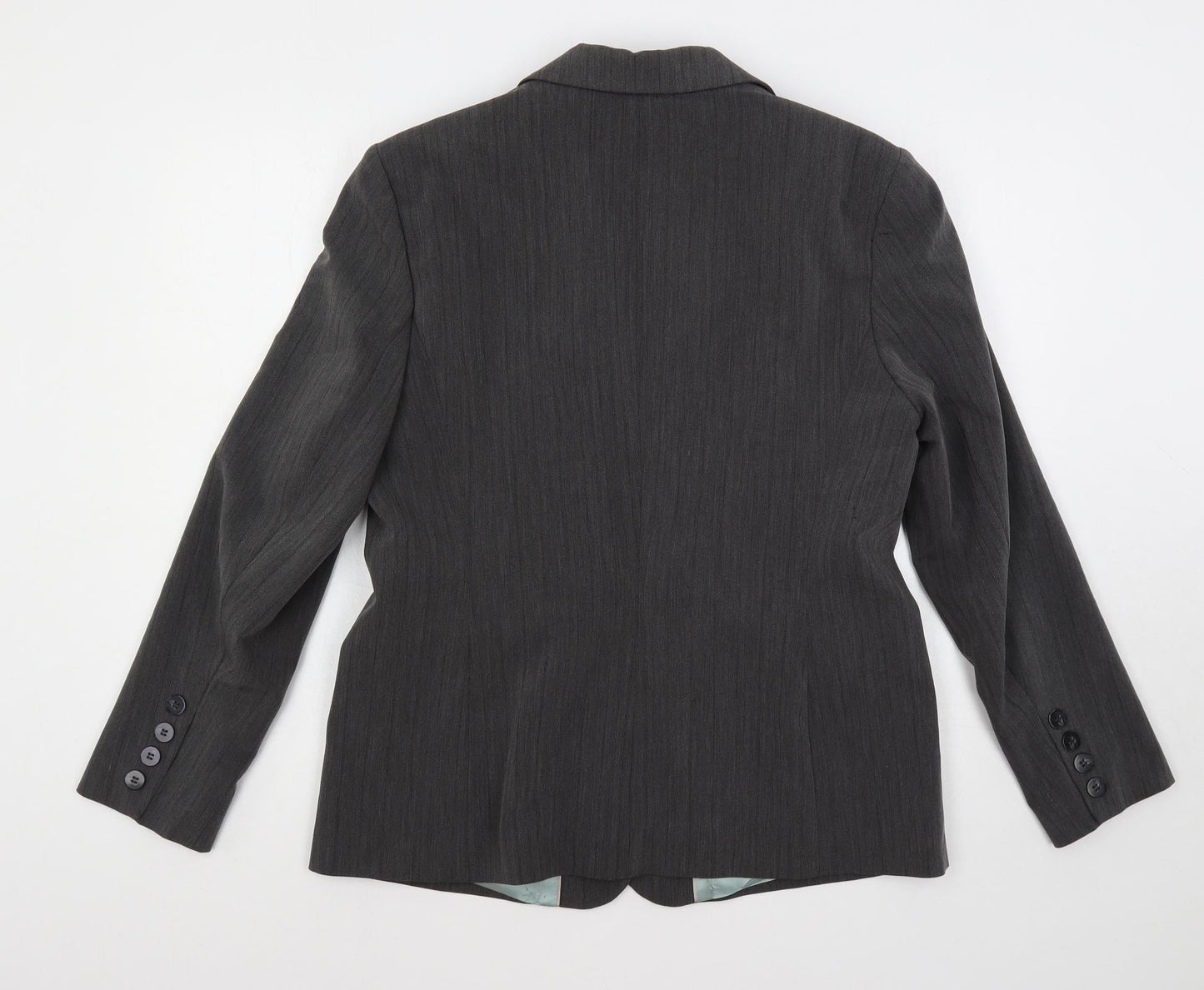 Debenhams Womens Grey Striped Jacket Blazer Size 16 Button