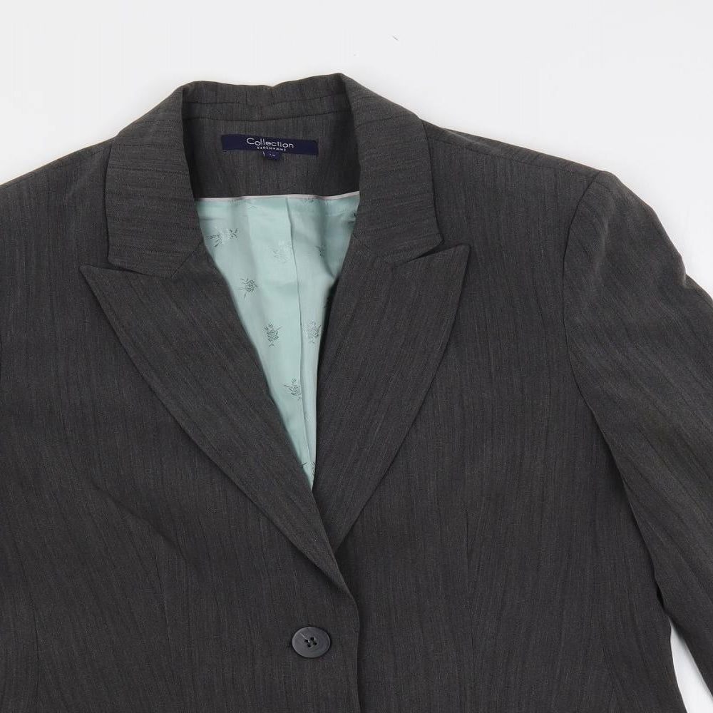 Debenhams Womens Grey Striped Jacket Blazer Size 16 Button