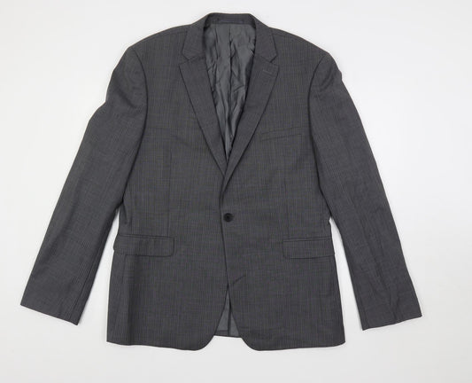 French Connection Mens Grey Striped Wool Jacket Suit Jacket Size 42 Regular