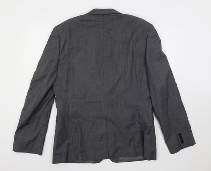 Back view of French Connection men’s grey striped wool jacket suit jacket, size 42, regular