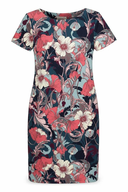 Per Una Womens Multicoloured Floral Polyester Pencil Dress Size 8 Boat Neck Pullover