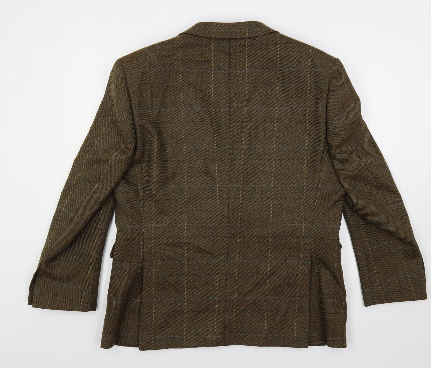 Blazer Mens Brown Plaid Wool Jacket Blazer Size 44 Regular