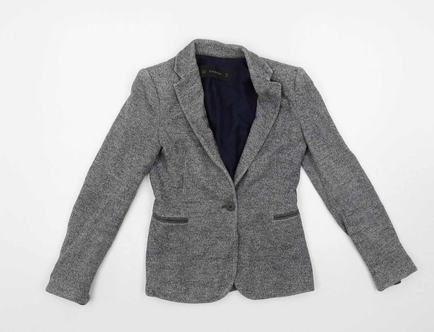 Zara Womens Grey Jacket Blazer Size XS Button - Elbow Patches