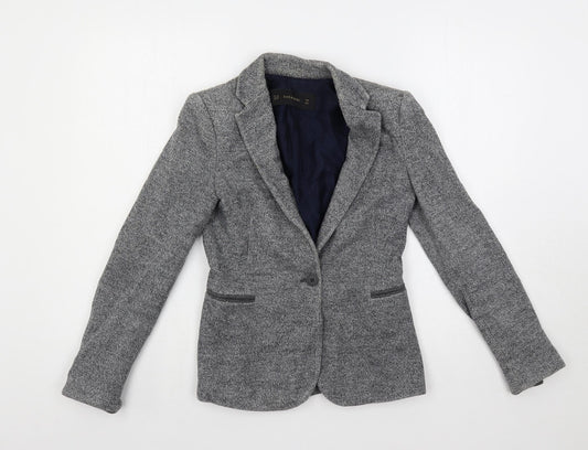 Zara Womens Grey Jacket Blazer Size XS Button - Elbow Patches