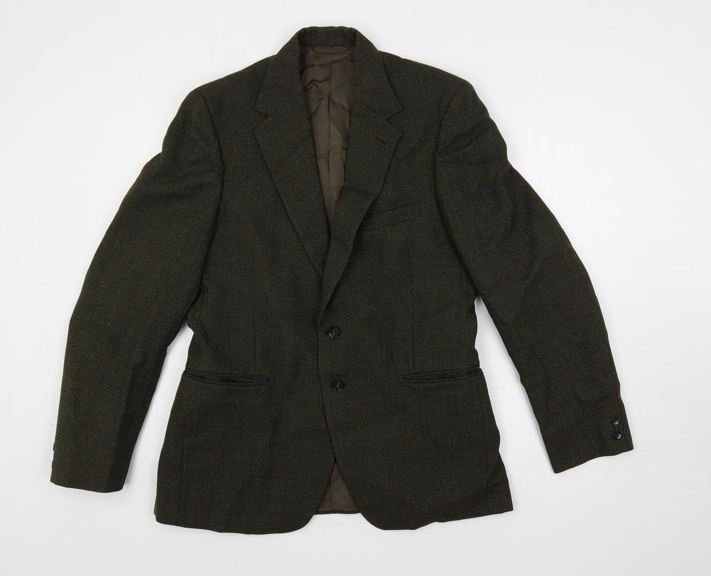 Burton Mens Green Striped Wool Jacket Blazer Size 36 Regular