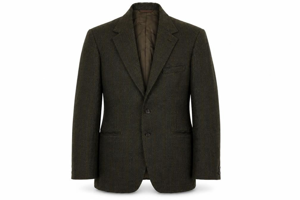 Burton Mens Green Striped Wool Jacket Blazer Size 36 Regular