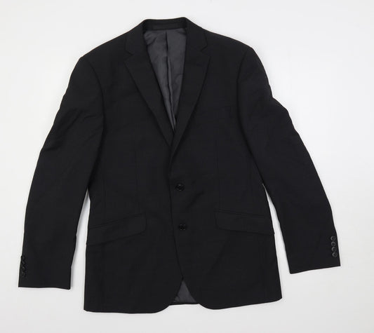 Marks and Spencer Mens Black Striped Polyester Jacket Suit Jacket Size 40 Regular