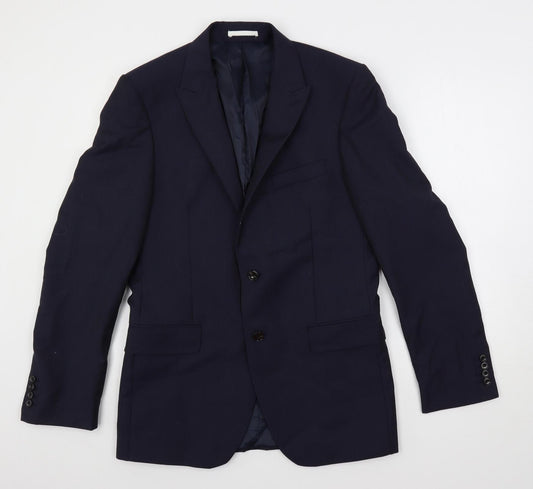 Marks and Spencer Mens Blue Striped Wool Jacket Suit Jacket Size 38 Regular