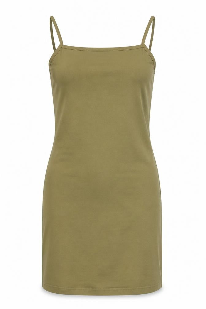 Weekday Womens Green Cotton Tank Dress Size M Square Neck Pullover