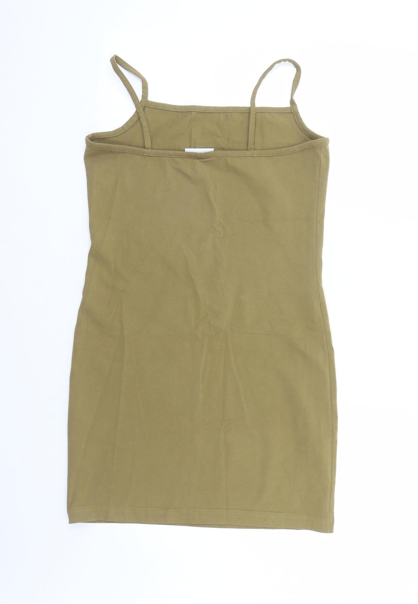 Weekday Womens Green Cotton Tank Dress Size M Square Neck Pullover