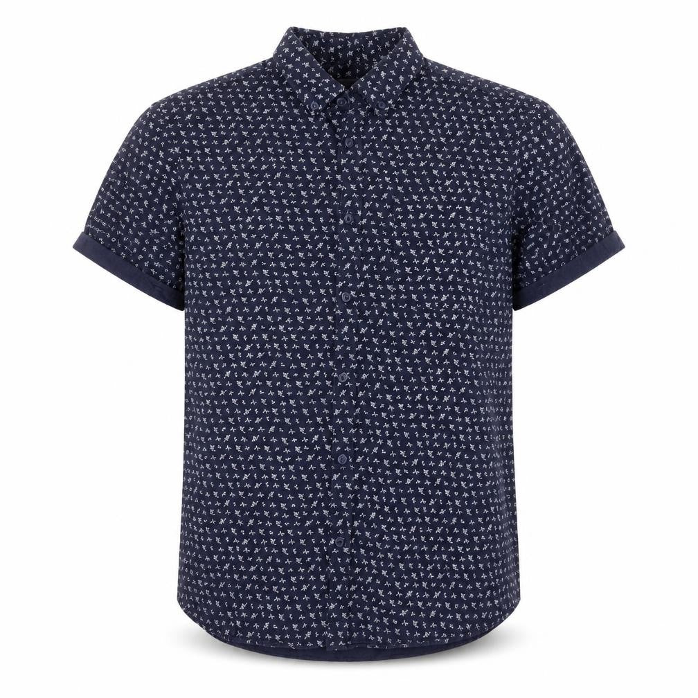 River Island Mens Blue Floral Cotton Button-Up Size M Collared Button