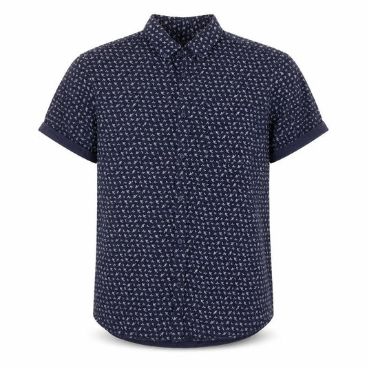 River Island Mens Blue Floral Cotton Button-Up Size M Collared Button