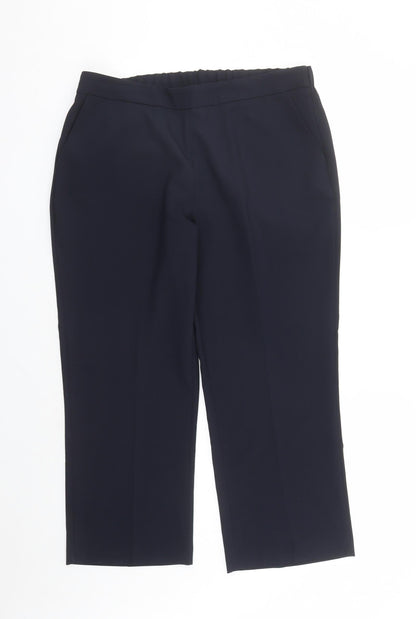 Bonmarché Womens Blue Polyester Trousers Size 14 L24 in Regular - Elasticated Waist