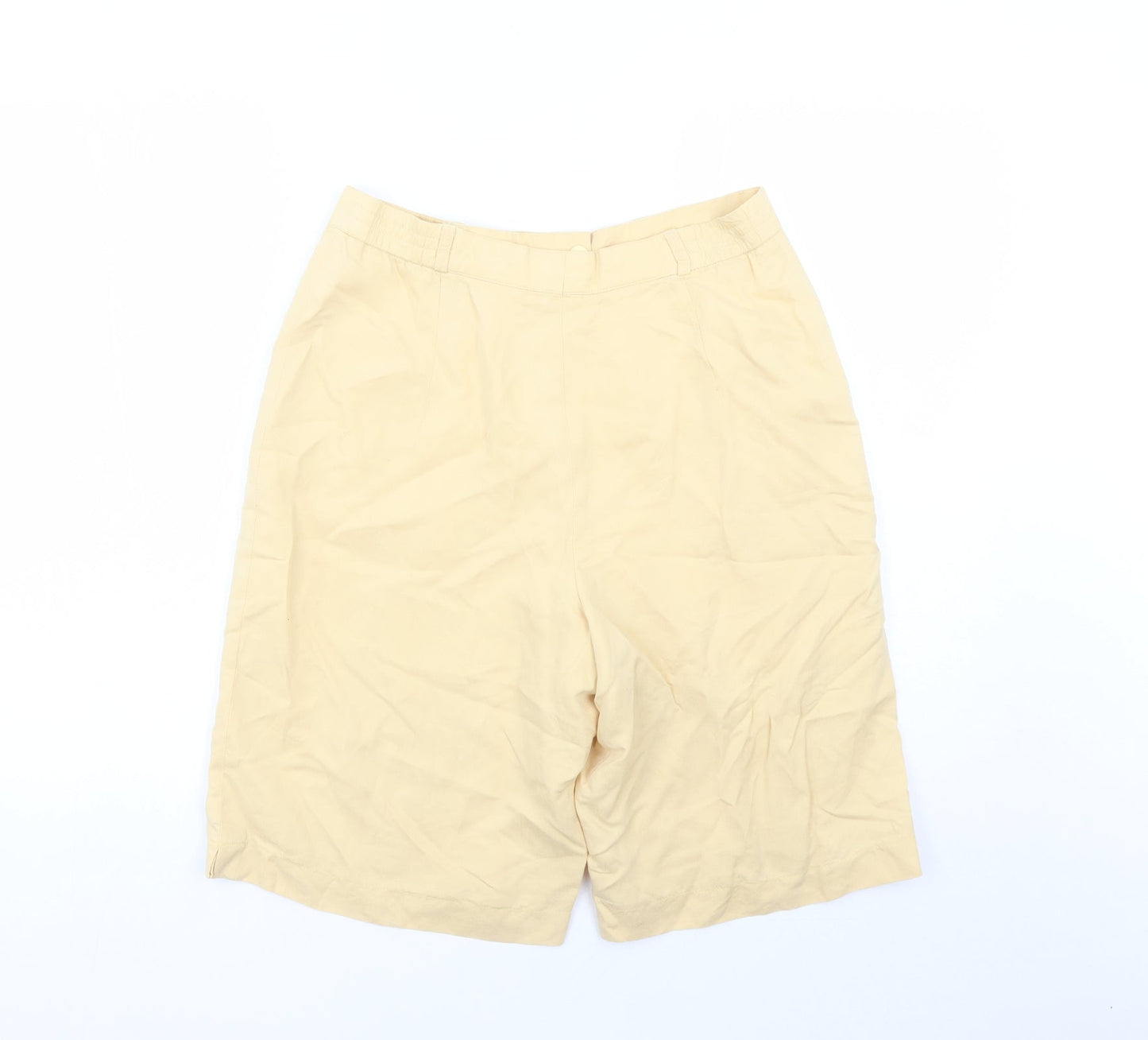 Basler Womens Yellow Viscose Bermuda Shorts Size 14 L11 in Regular Zip - Elasticated Waist