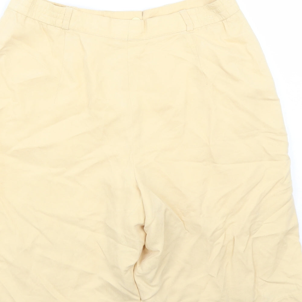 Basler Womens Yellow Viscose Bermuda Shorts Size 14 L11 in Regular Zip - Elasticated Waist