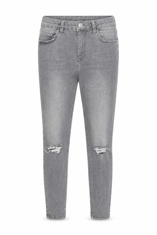 Front view of Denim & Co. women’s grey cotton skinny jeans, size UK 12, 27-inch leg regular zip