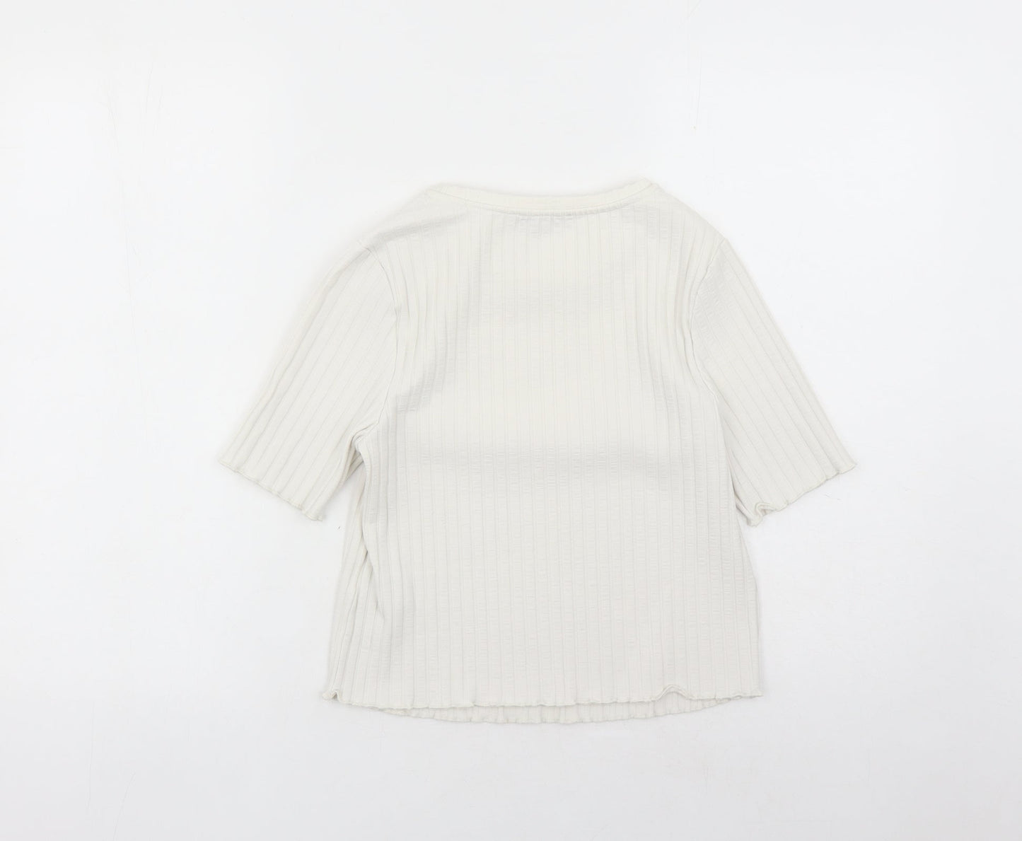 Limited Edition Womens Ivory Cotton Basic T-Shirt Size 14 Round Neck