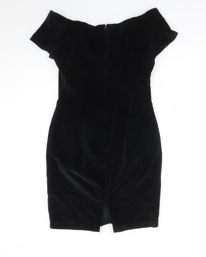 KRISS Womens Black Cotton Shift Size 10 V-Neck Zip